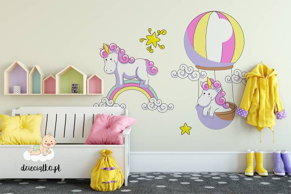 flying cute unicorns - children’s wall mural