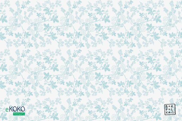 delicate blue hazel leaves on a white background - wall mural
