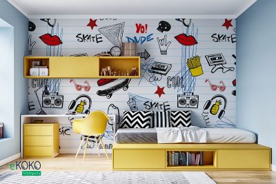 teenage gadgets - children’s wall mural