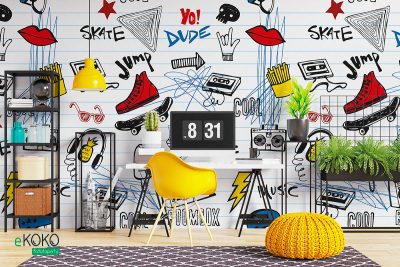 teenage gadgets - children’s wall mural